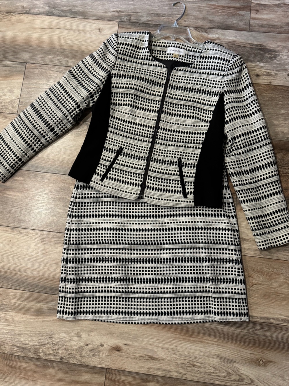 Black & White Patterned Two-Piece Skirt Set